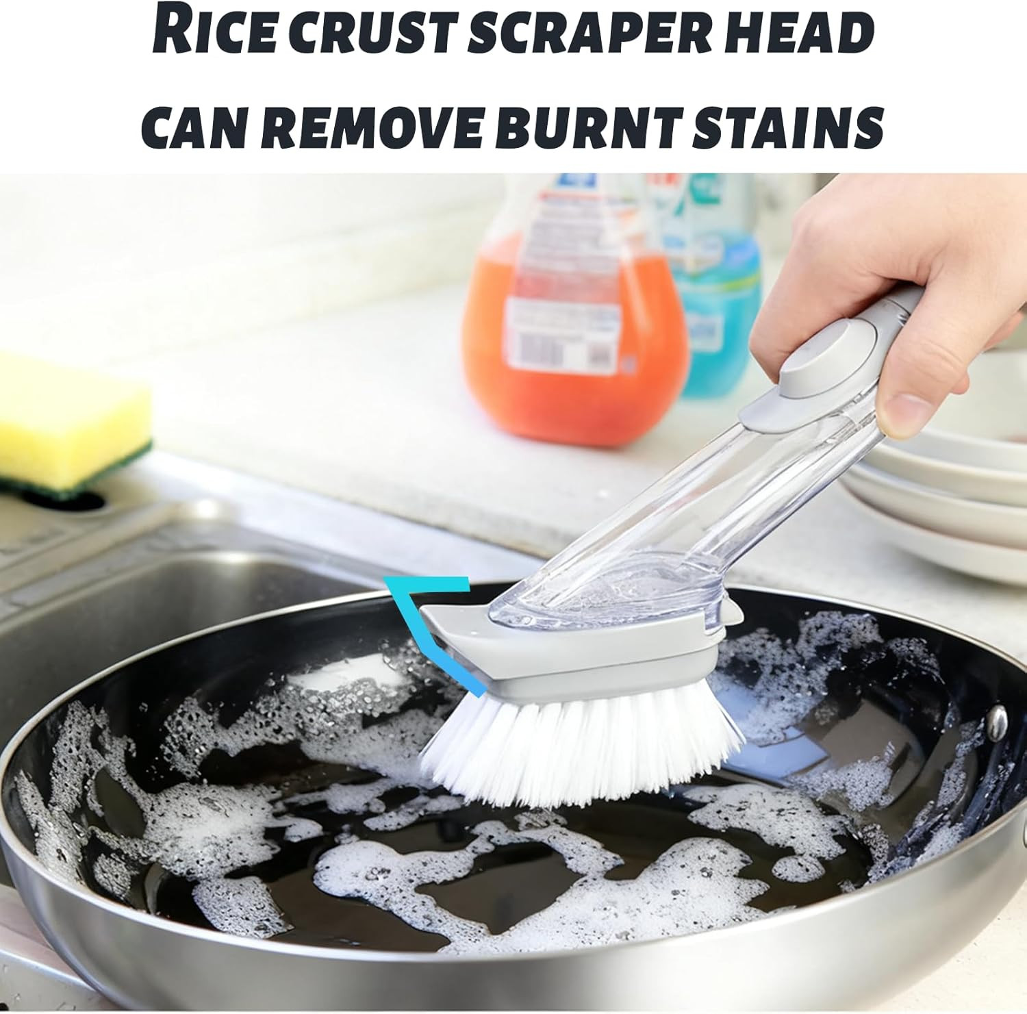 Dish Brush,Dish Scrubber with Soap Dispenser Dish Wand Kitchen Brushes for Di…