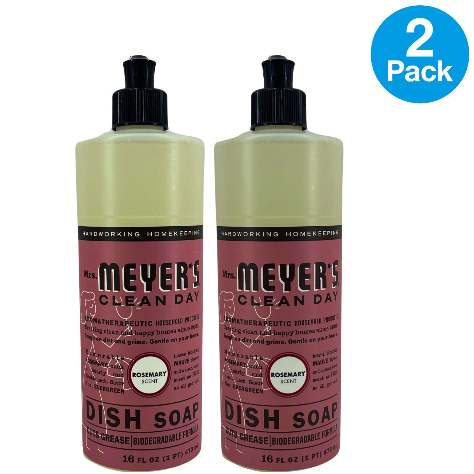 Mrs. Meyer’s Rosemary Dish Soap 16 fl oz 2 Pack New