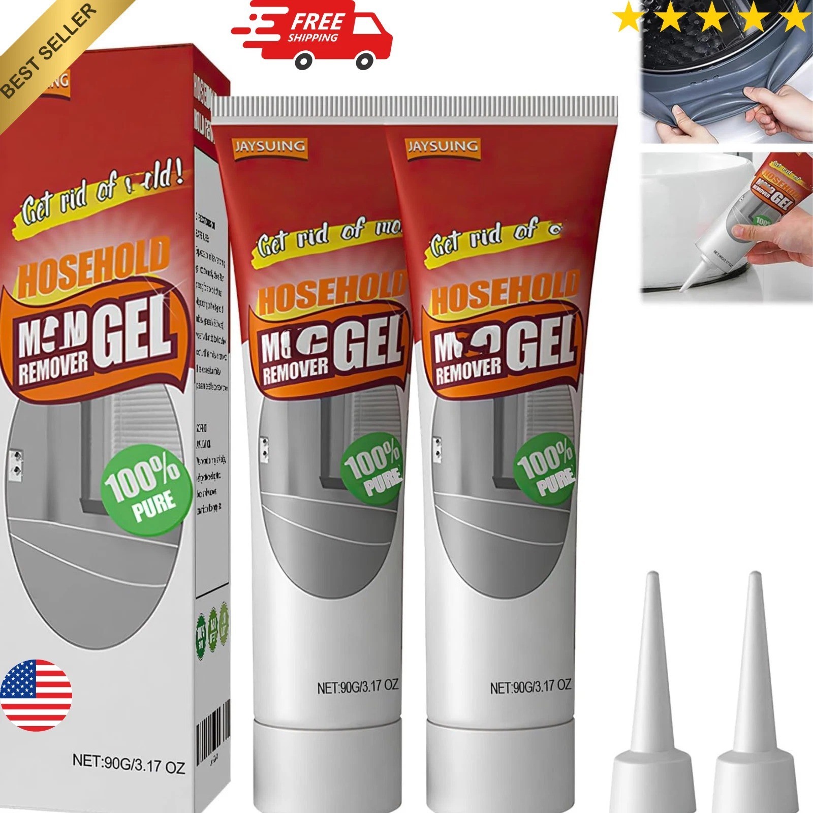Nexa Nuroclean Remover Gel 2Pcs, Safe Tile Gap Cleaner for Bath & Kitchen