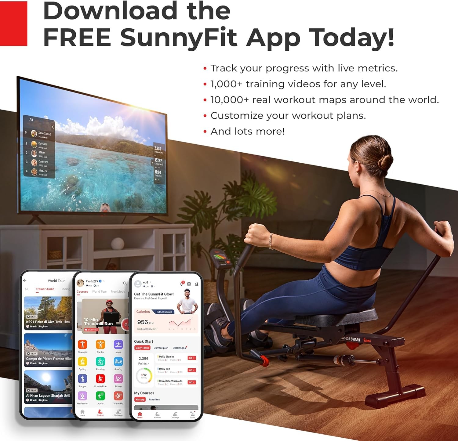 Sunny Health & Fitness Smart Under-Desk Bike Exerciser, Low-Impact Cardio Cycl