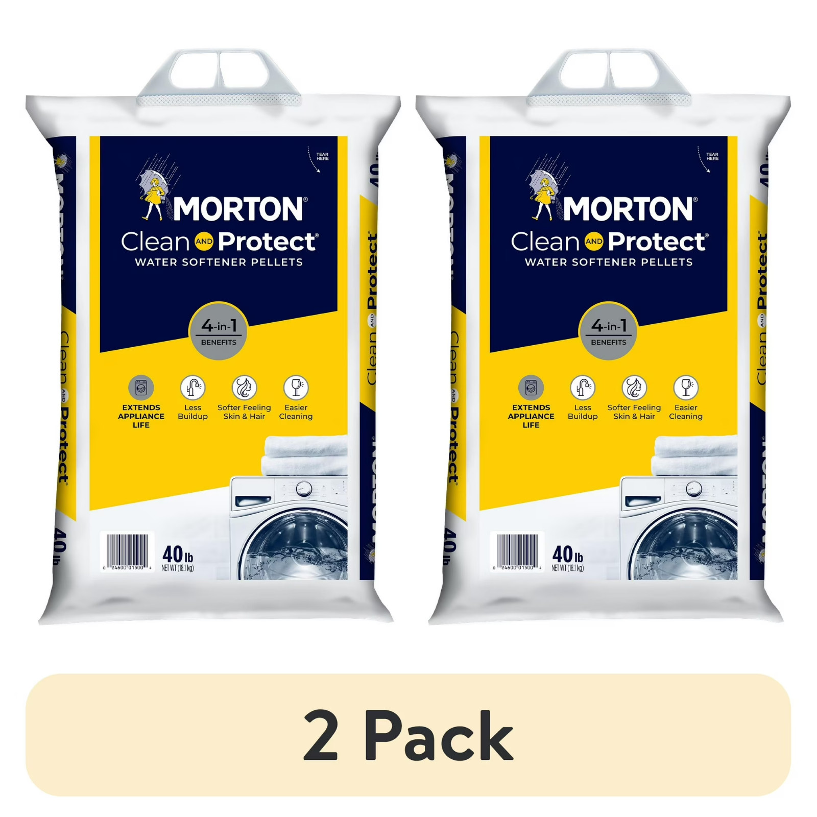 (4 pack) Morton Clean and Protect Water Softener Salt Pellets, 40 lb