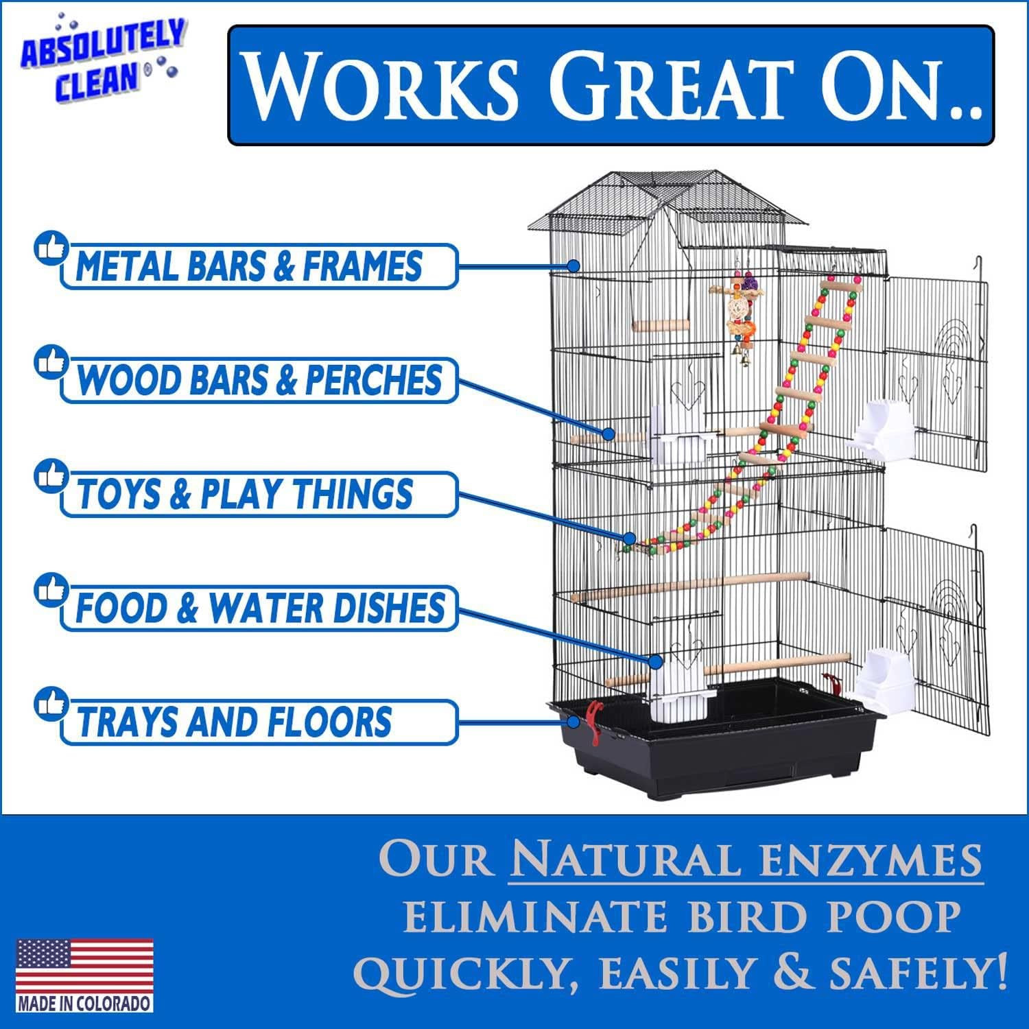 Amazing Bird Cage Cleaner and Deodorizer – Just Spray/Wipe – Safely & Easily Re