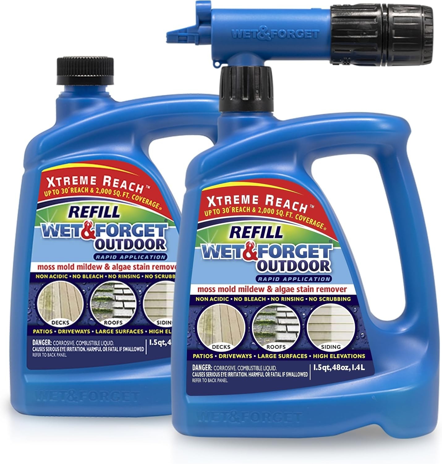 Wet & Forget Outdoor Stain Remover 48 Fl Oz 1 Pack Xtreme Reach Hose End Refill