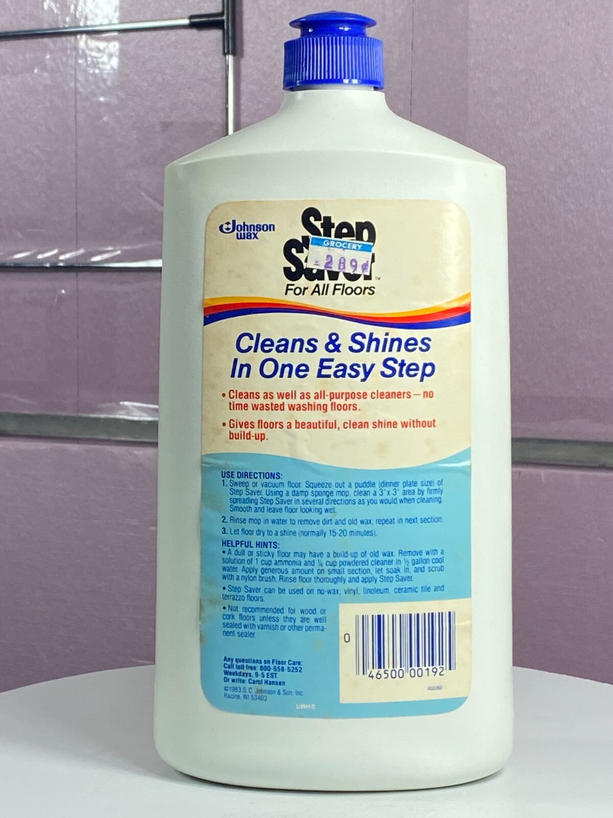 Johnson Wax Step Saver Clean Shine Floor Care 1983 FULL New 32 oz movie Prop