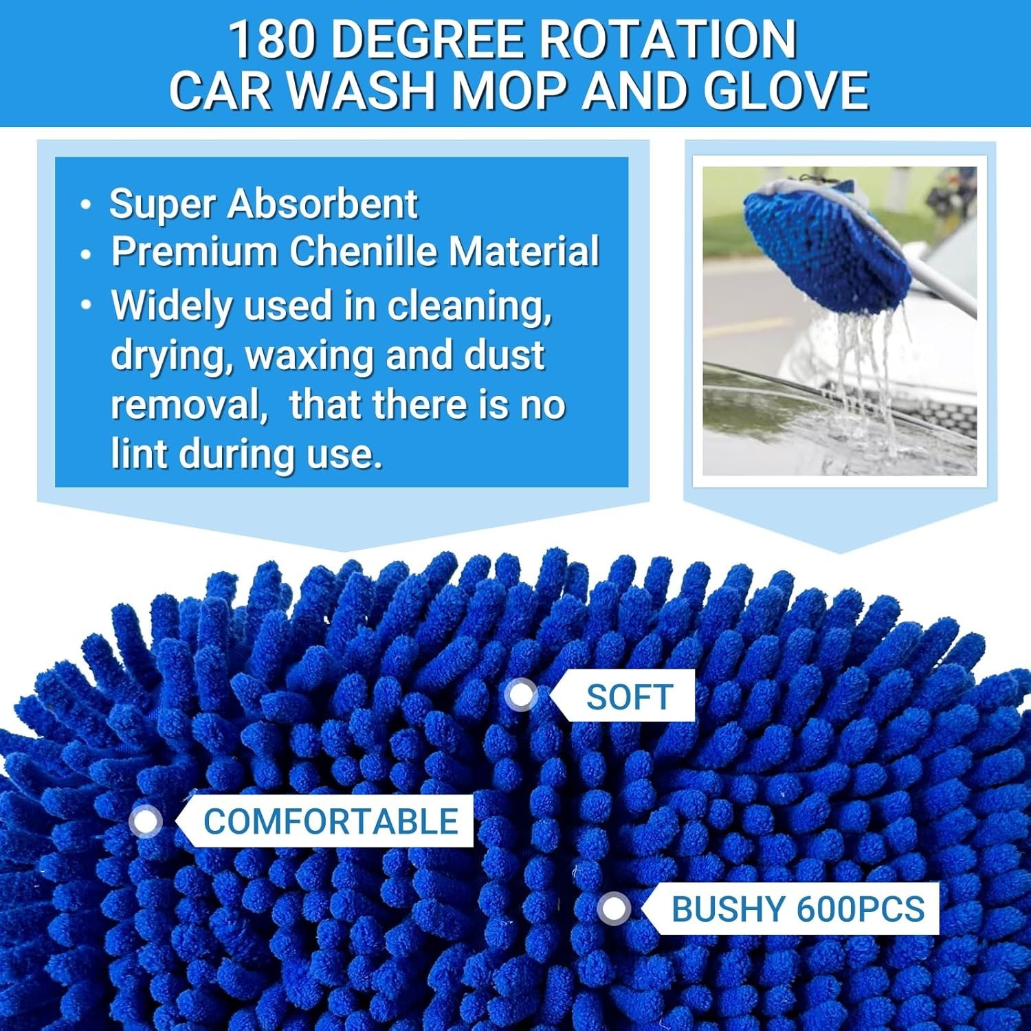 72 Car Wash Brush with Long Handle On/Off Switch for Car RV Truck Boat Wash