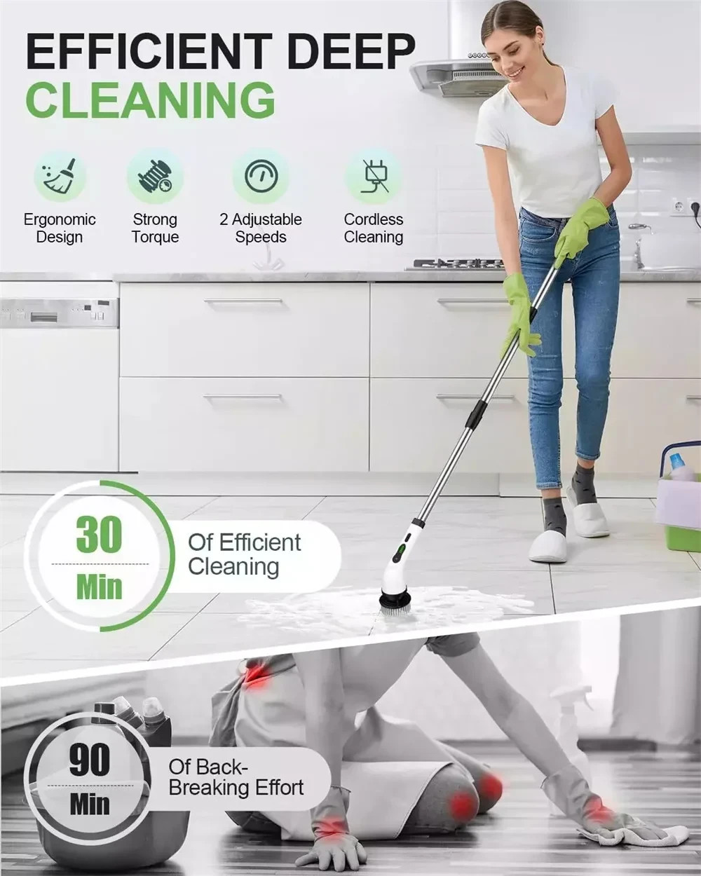 9 in 1 Electric Spin Scrubber Handheld Cleaning Brush Electric Scrubber Power