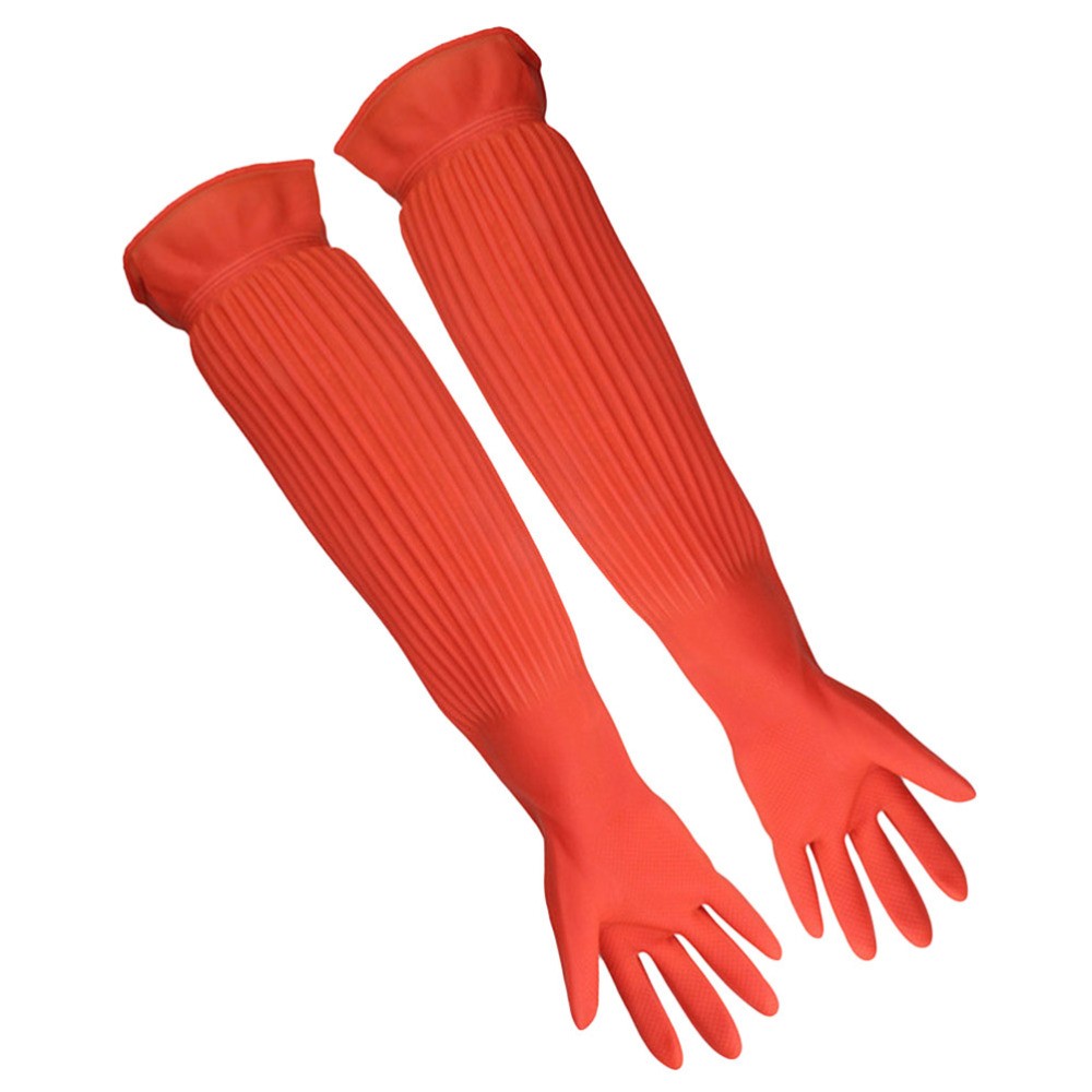 Washing Gloves in Red Latex for Kitchen Use with Durable Heat Resistant Design