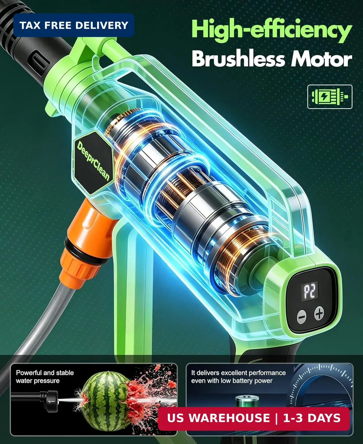 DeeprClean Cordless Car Washer with 6-in-1 Nozzle, Portable Vehicle Cleaning Too