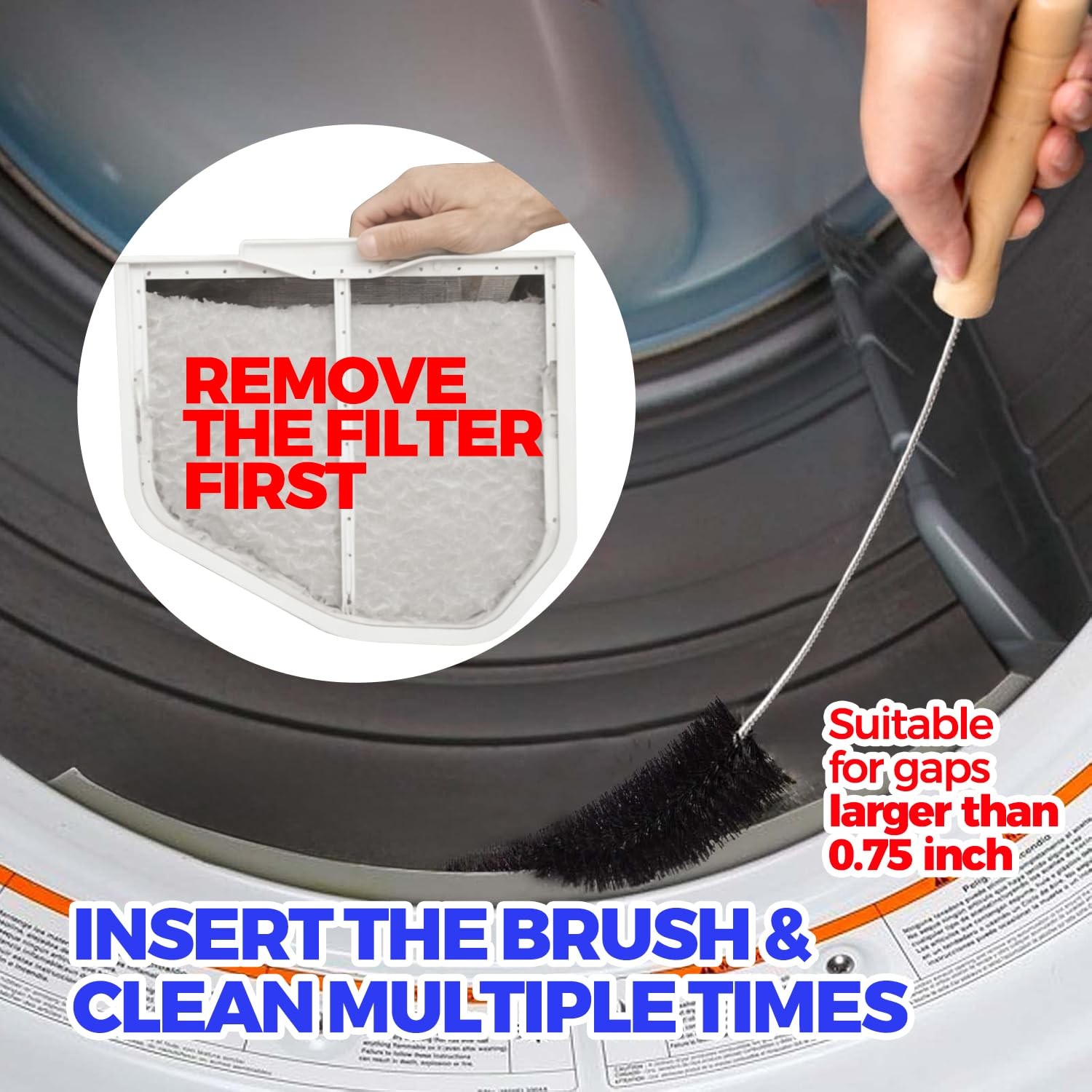 2 Pack Dryer Vent Cleaner Brush Lint Remover Kit for Clothes Dryer Trap & Duct