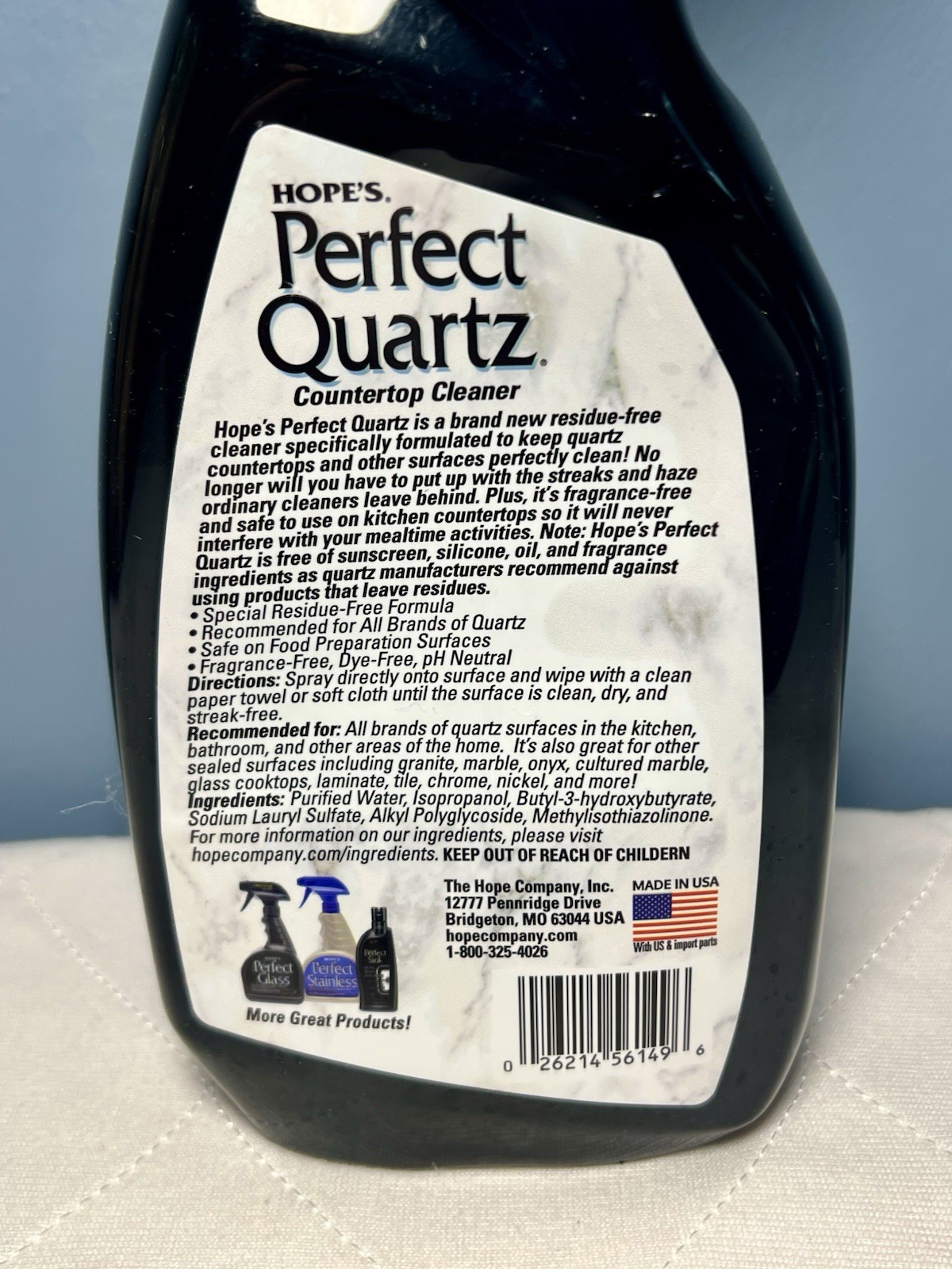 Hope’s Perfect Quartz Countertop Cleaner 23oz NEW