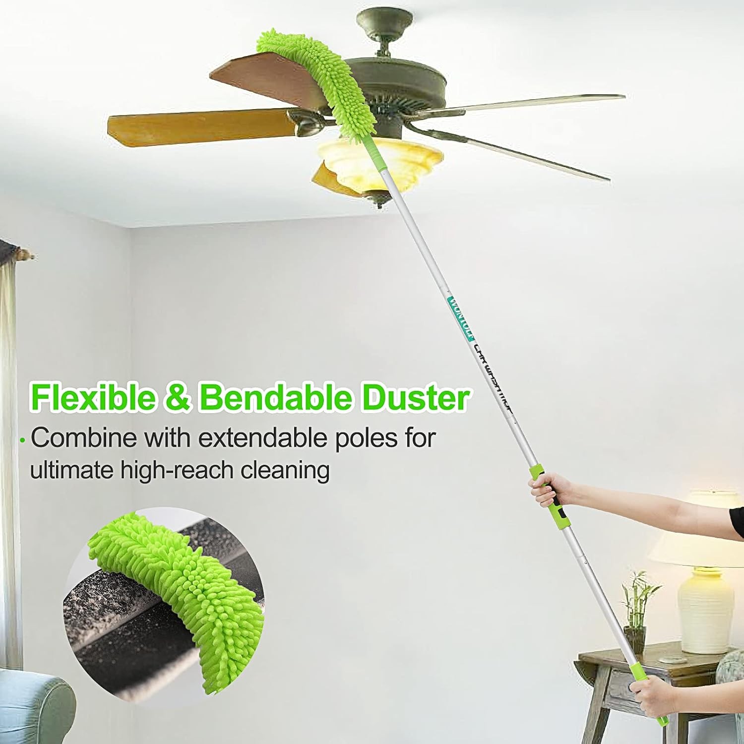 62″ Blue Long Handle Auto Car Wash Brush Chenille Microfiber Mop Mitt