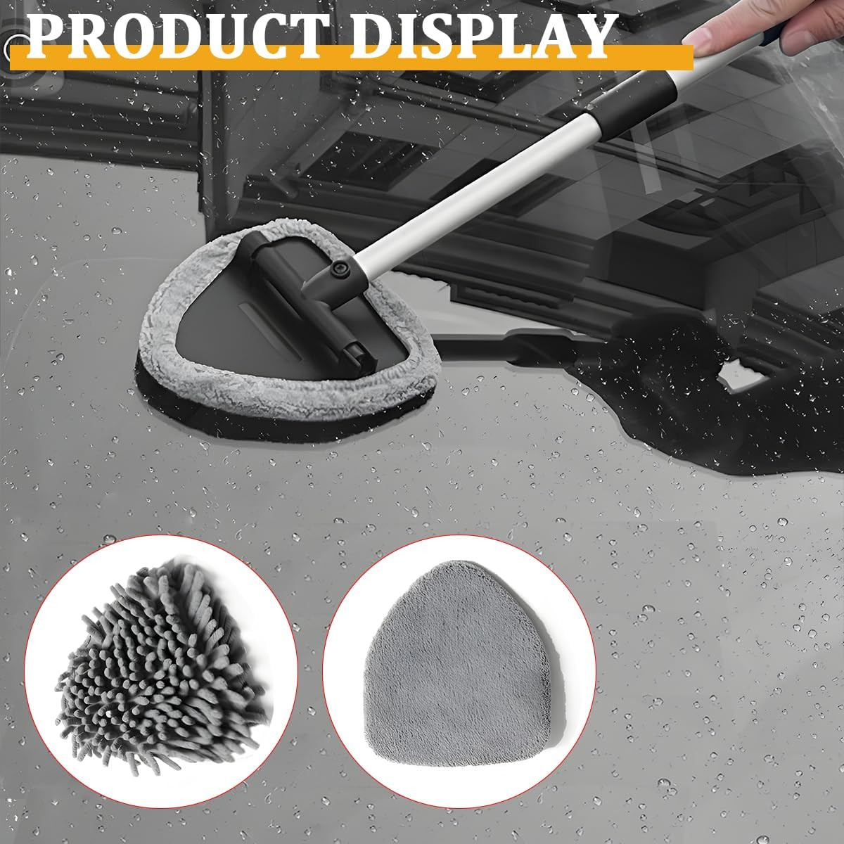 Car Windshield Cleaning Tool, Extendable Handle Vehicle Window Cleaning Kit with