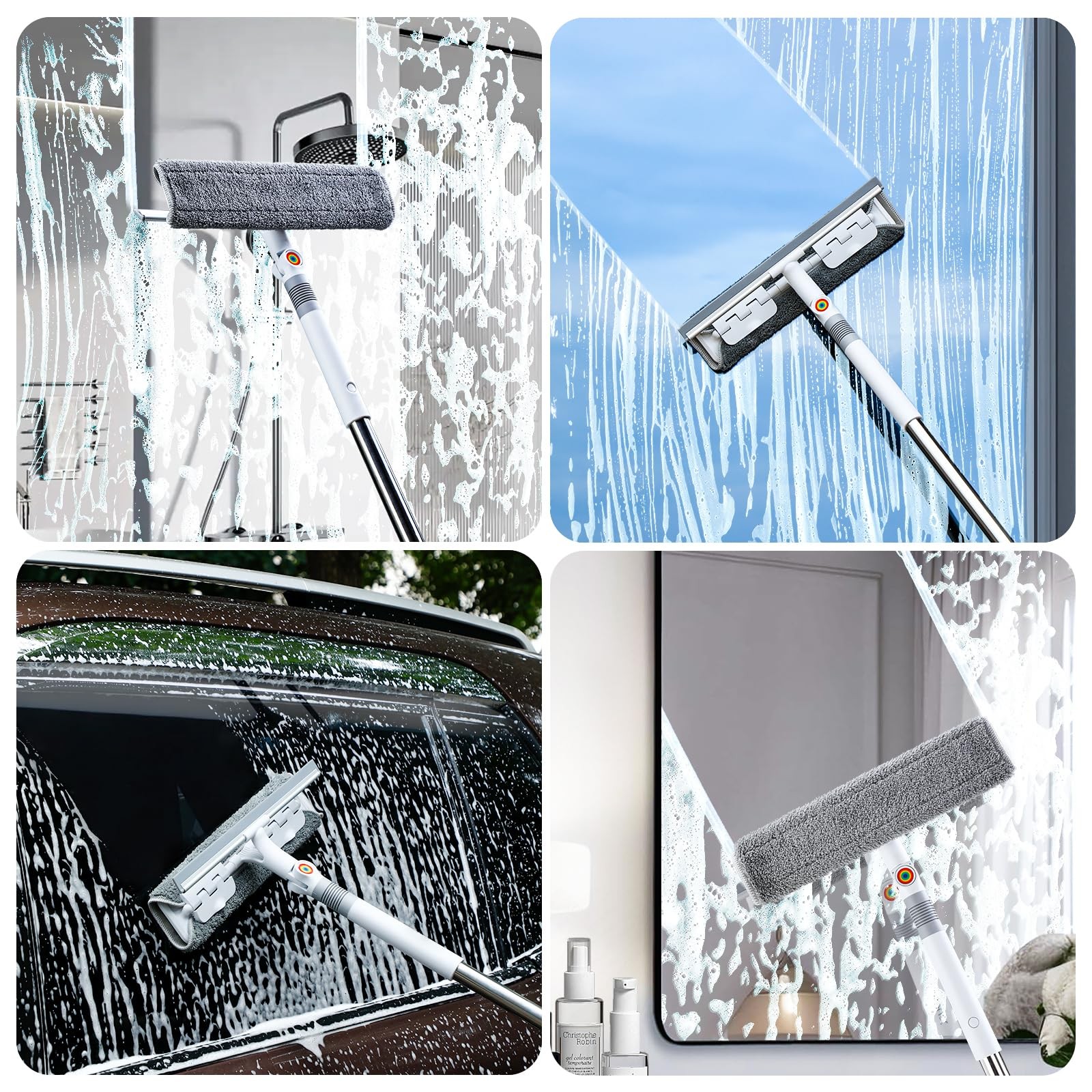 126’’ Squeegee for Window Cleaning, 2-in-1 Window Cleaner Tool with Extension…