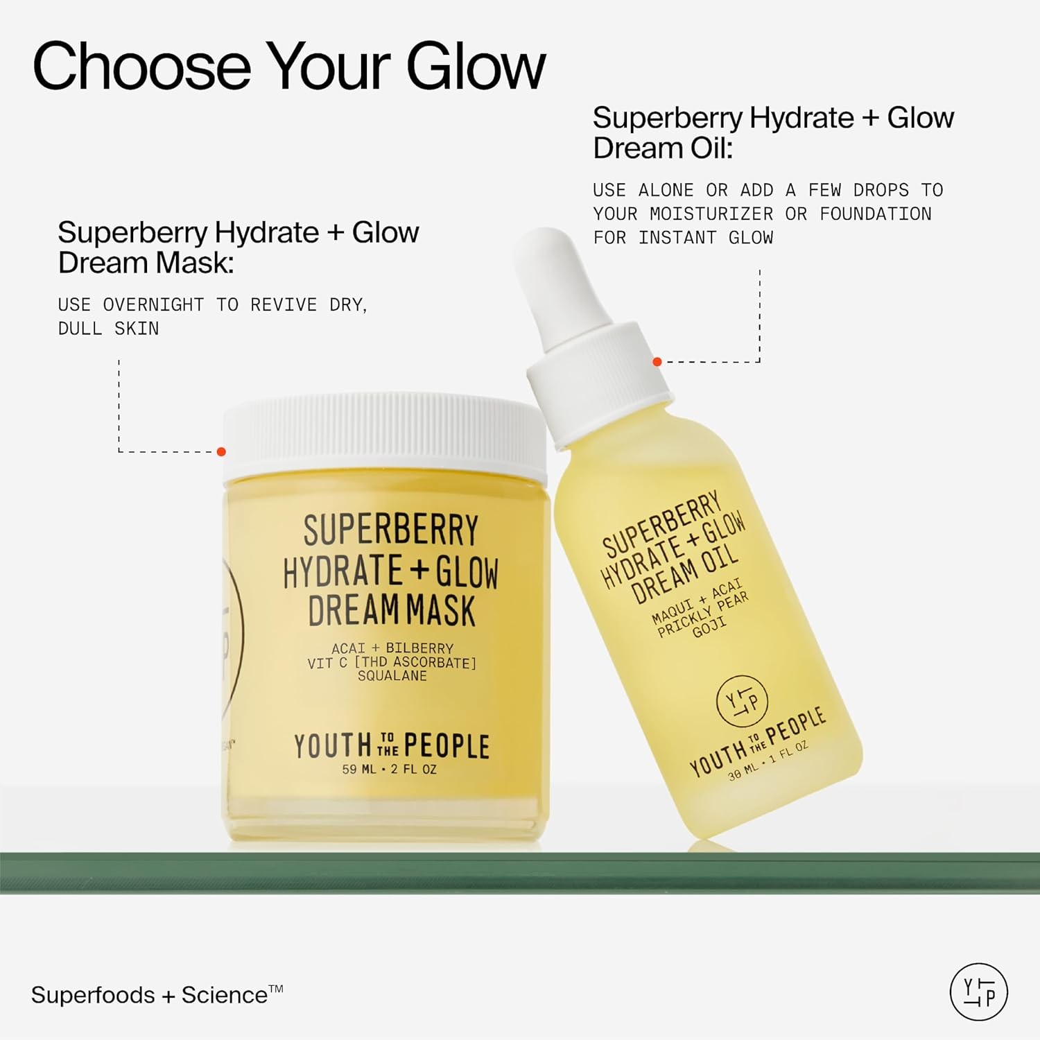 Youth To The People Superberry Hydrate + Glow Dream Mask – Hyaluronic Acid, Sq