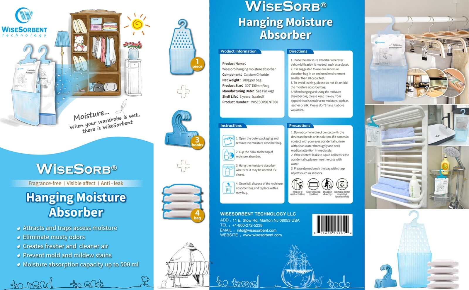 Moisture Absorber Hanging Bags Hanging Closet Dehumidifier Bags-Pack of 28 Pack