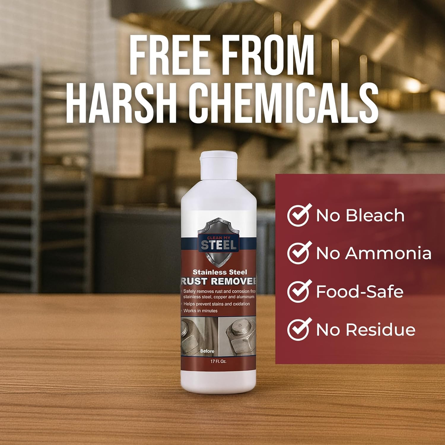 Stainless Steel Rust Remover and Stain Cleaner | 1 Liter | NSF Certified | Comme