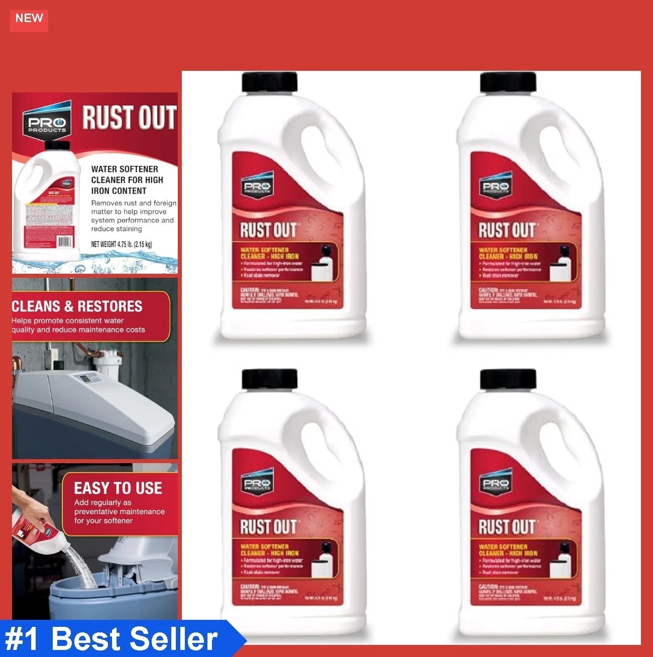 Water Softener Cleaner Iron Remover Powder 76 Oz 4 Pack Rust Out Resin Cleaner