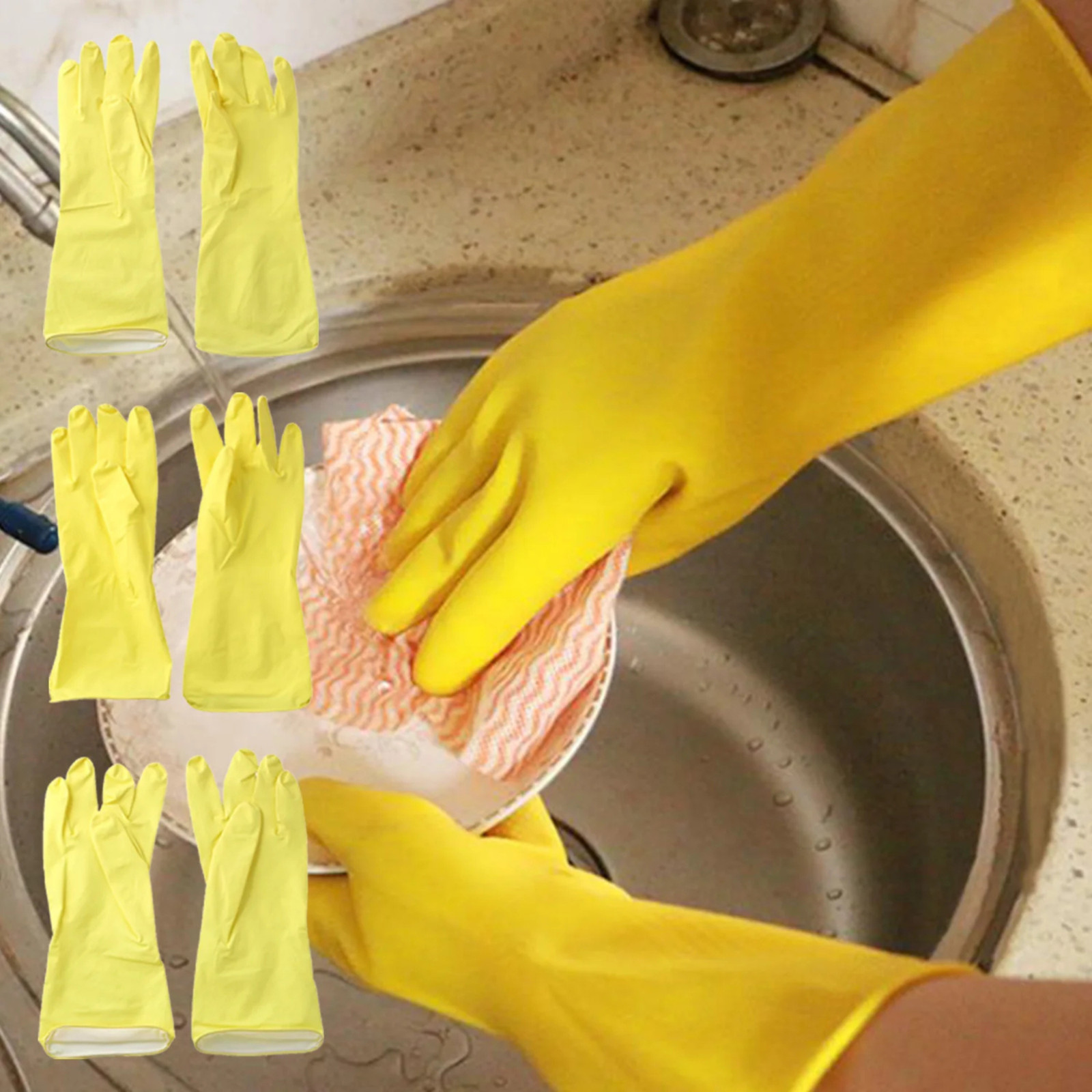 1 Pair Dishes Washing Gloves Latex Rubber Medium Dish cleaning NGL
