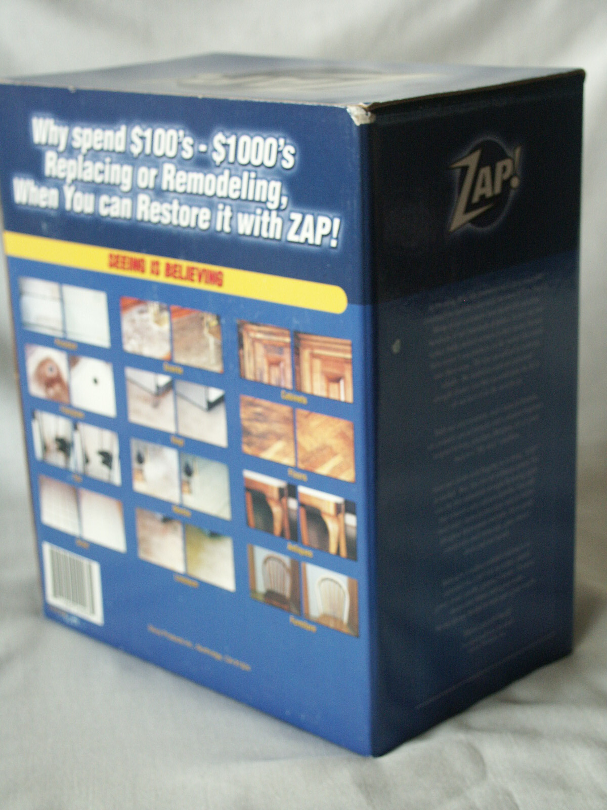 4 Zap Professional Restorer Kit: Porcelain, Grout, Marble, Wood 12oz -3 Sealed