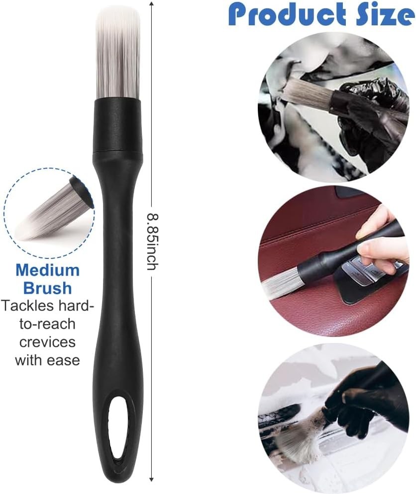 Wheel Rim Tire & Carpet Cleaning Brush Set, Soft & Stiff Bristle Wash Cleanin…
