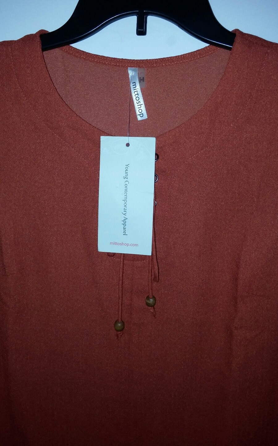 MITTOSHOP CASUAL DRESS 40520 RUST SIZE LARGE NWT POLYESTER WASH COLD LINE DRY DR
