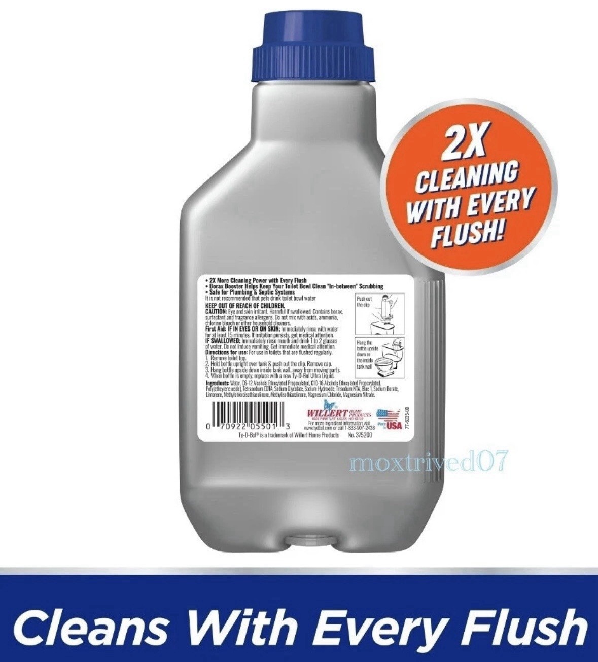 6 Pack Ty-D-Bol® BLUE ULTRA BOOSTER IN TANK LIQUID FOR TOILET BOWL 2X CLEANER