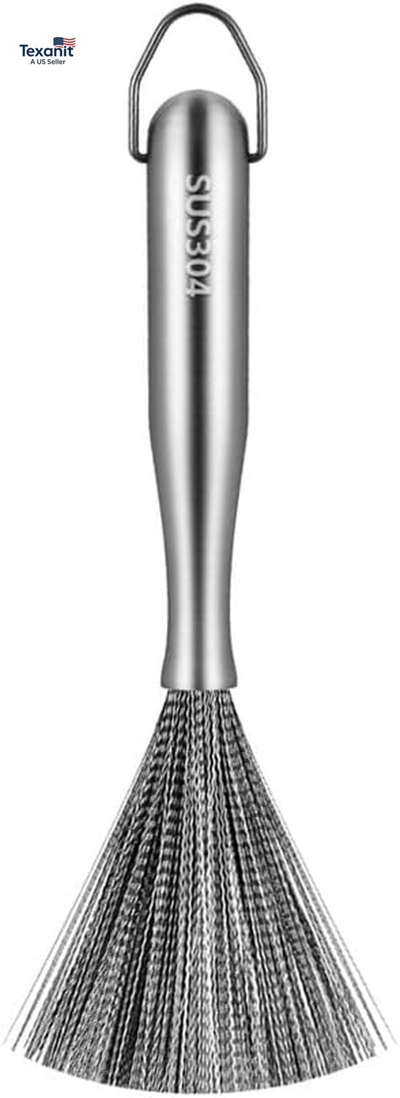 Stainless Steel Dish Brush with Handle, Metal Steel Wool Scrubber for Cast Lron,