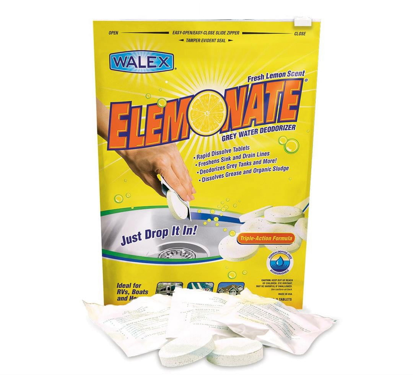 Walex Elemonate Grey Holding Tank Deodorizer for RV Sewer Lemon Scent White