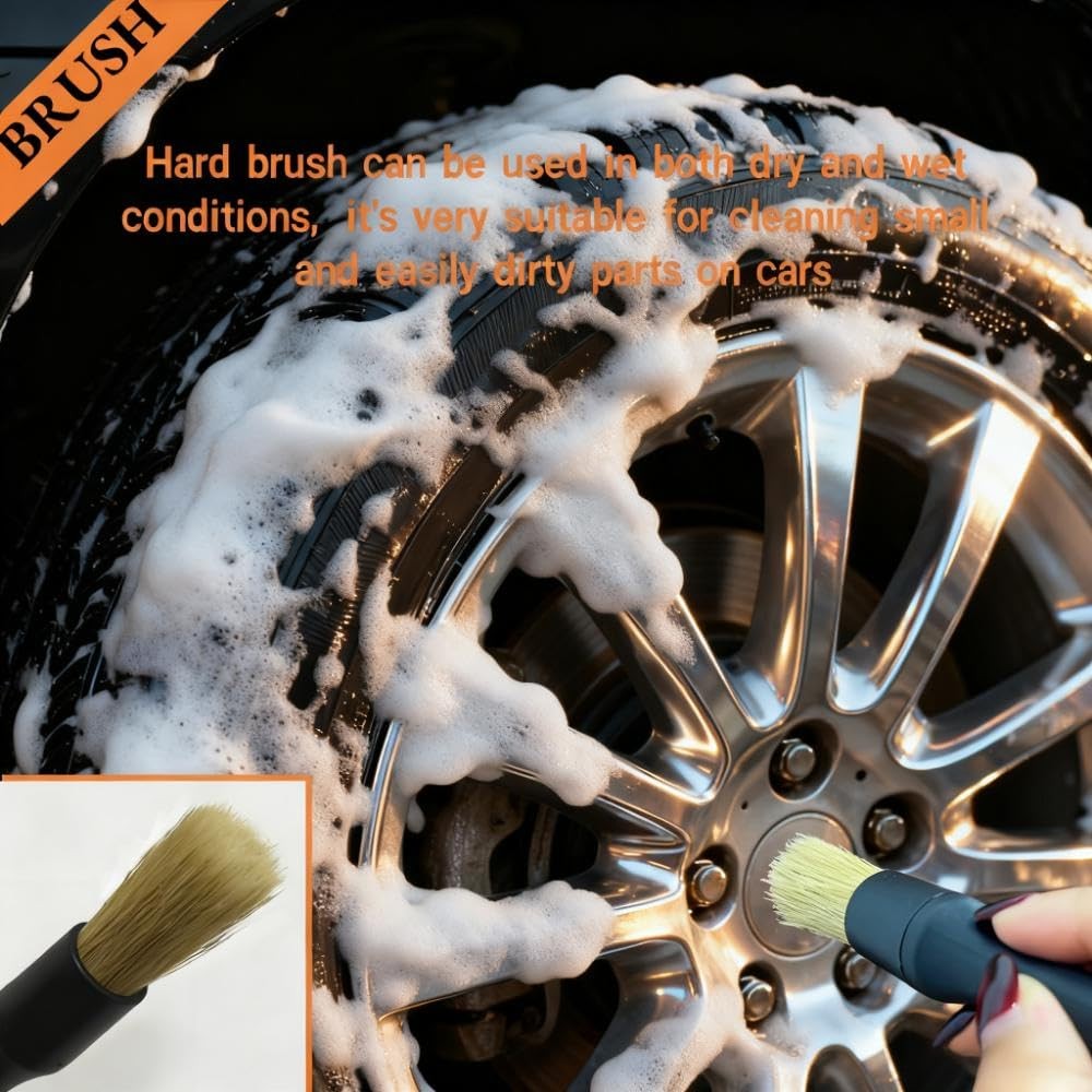 8 PCS Car Detailing Brush Set, Car Interior and Exterior Soft Bristle Cleanin…