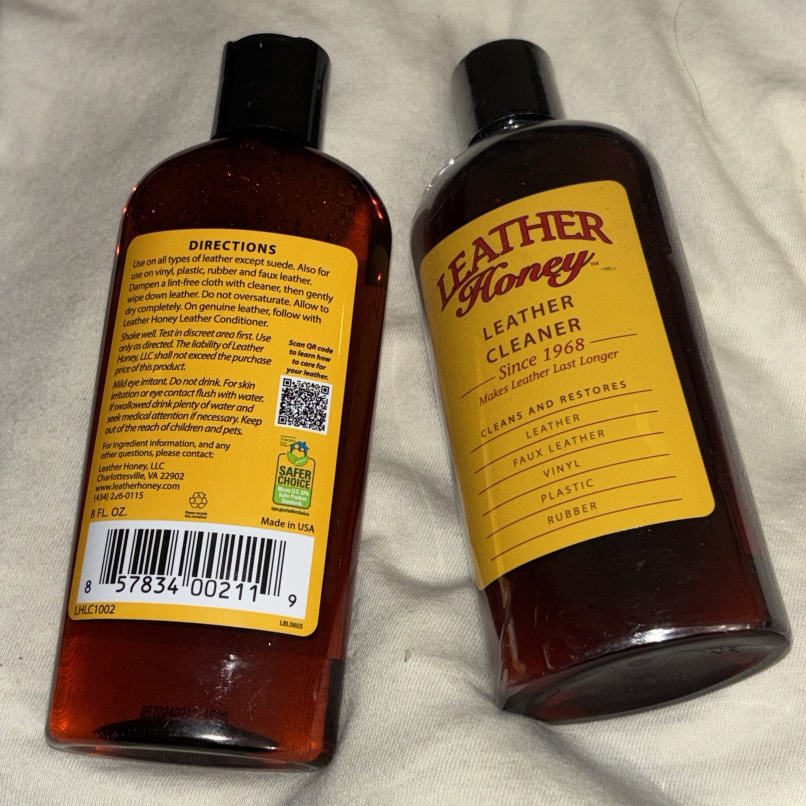 2 Leather Honey Leather Cleaner Non-Toxic 8FL OZ EACH NEW
