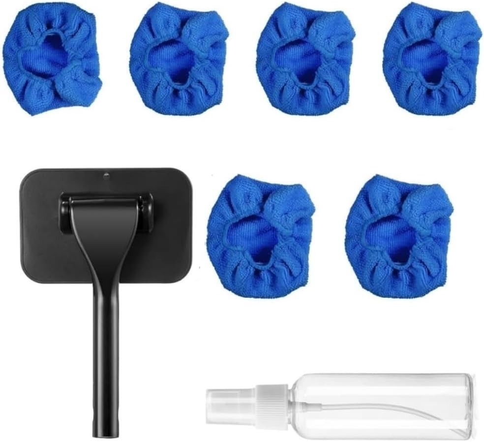 Car Window Cleaner with 180-Degree Rotating Head & Reusable Microfiber Bonnets