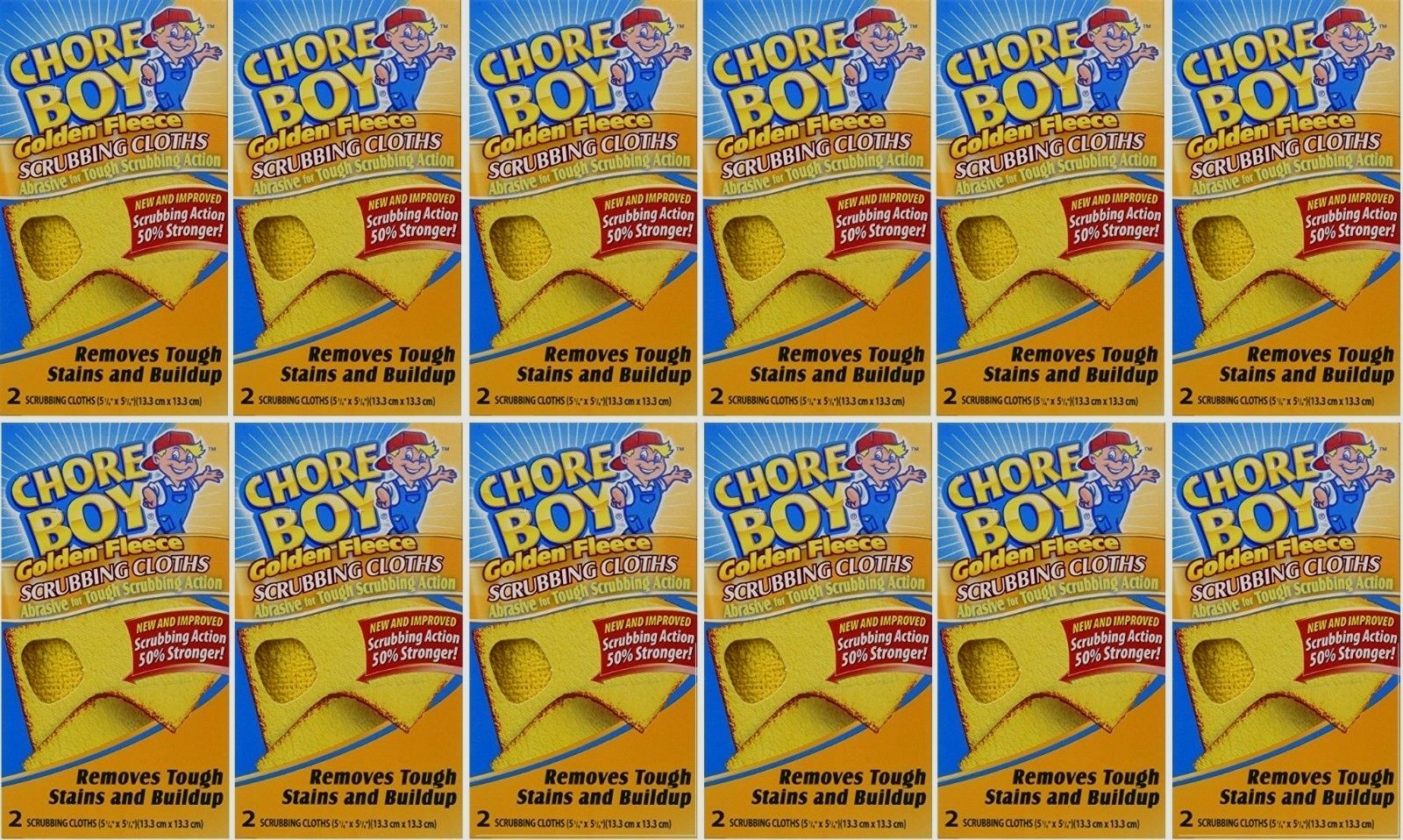 24 Pads! CHORE BOY Golden Fleece Scouring Cloths Pad Cleaning Kitchen Lawn Tools