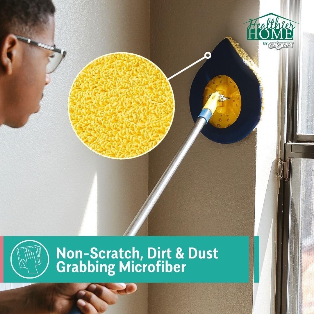 Effortless Cleaning with CHOMP Extendable Wall Washer – Reusable Microfiber Pad