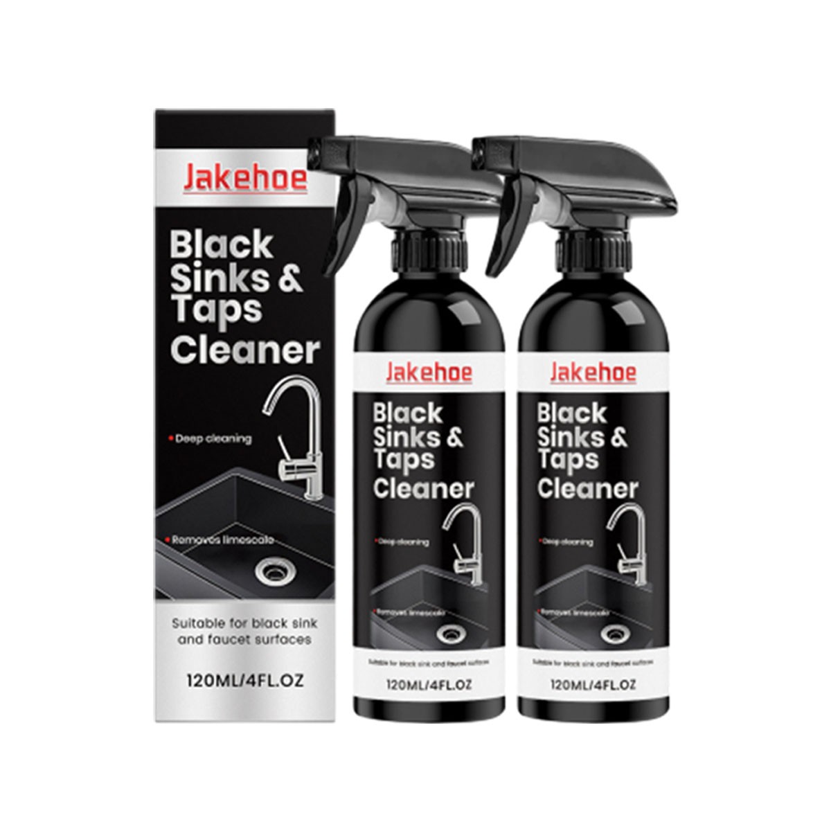 Black Sink and Tap Cleaner Spray,Water Stain Limescale Remover for Black Faucets