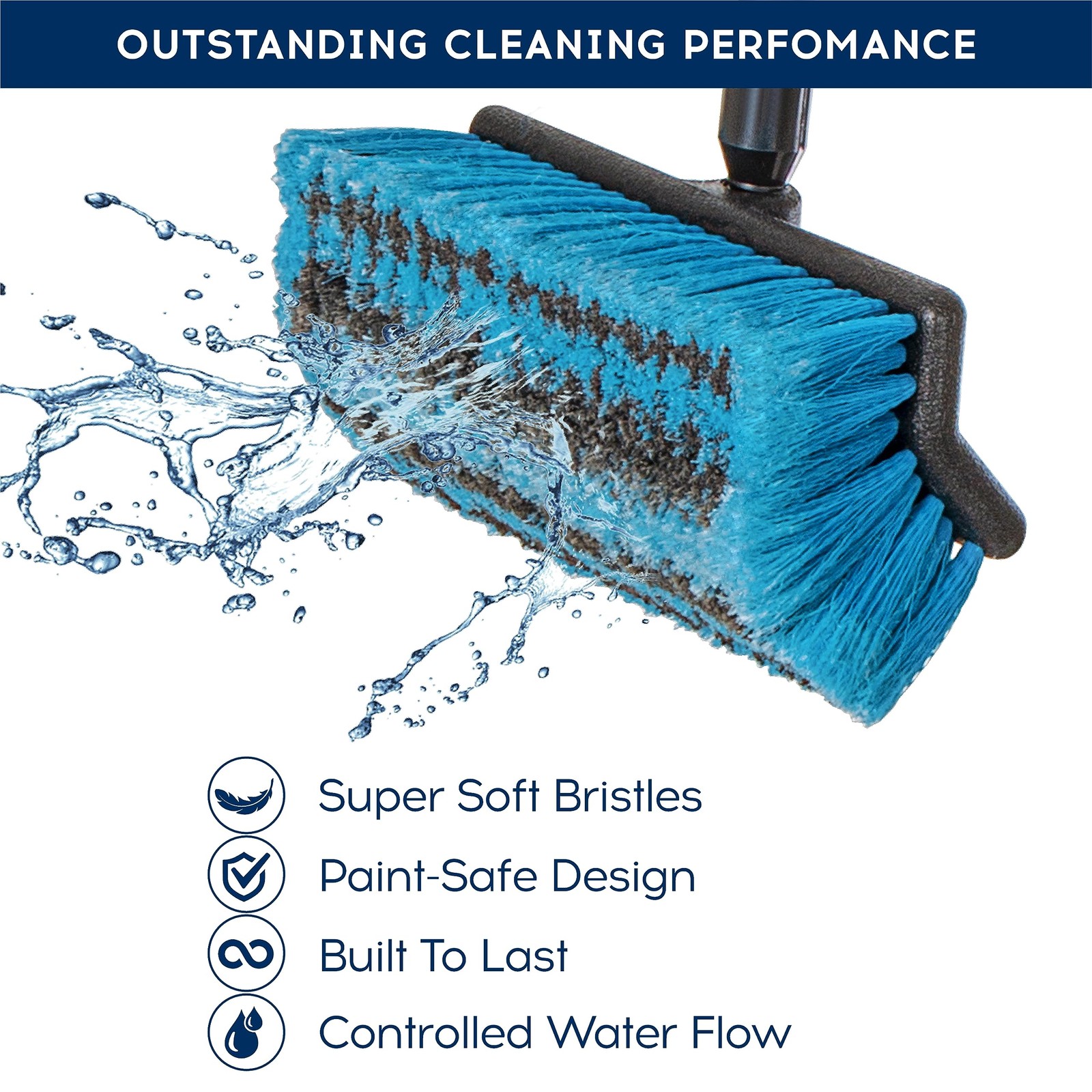 Car Wash Brush with 50” Long Handle, Car Cleaning Brush with Hose Attachment…