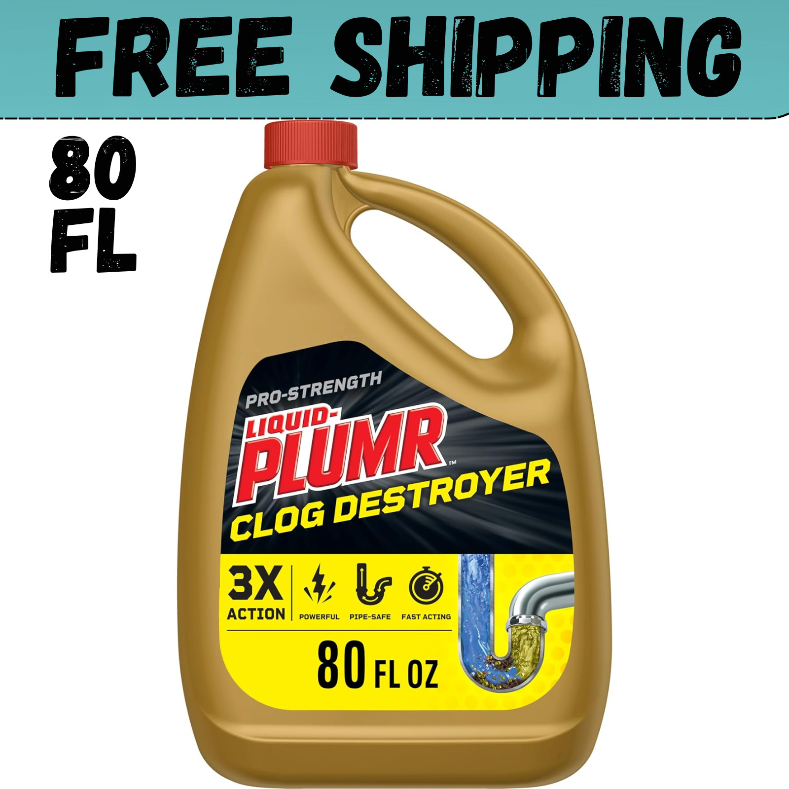 Liquid-Plumr Pro-Strength Clog Destroyer Liquid Drain Cleaner 80 Fluid Ounces