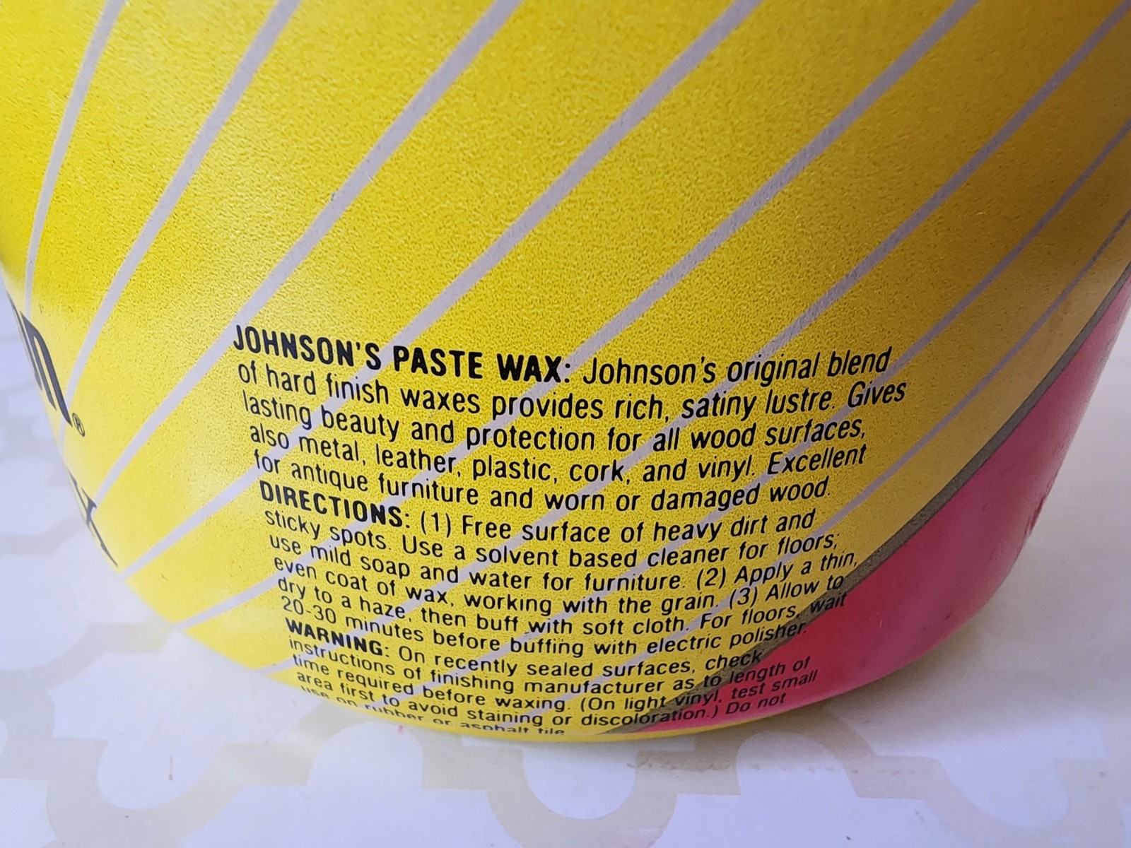 SC Johnson Paste Wax The Original Formula 16 Oz Used 80% Full 1988 1 Lb 1 Oz