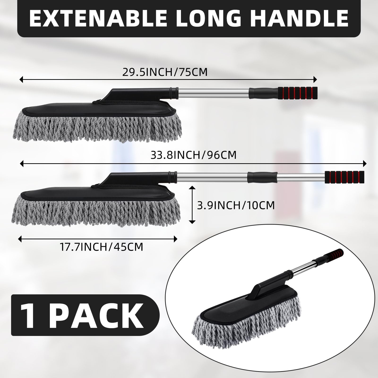 1 Pack Microfiber Car Duster Exterior Scratch Free with Extendable Handle Sof…