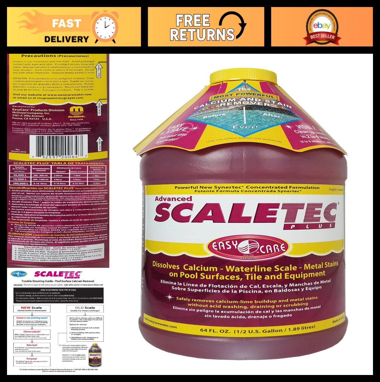 64 oz. Scaletec Plus Descaler & Stain Remover – Easy to Use, Powerful Cleaning S
