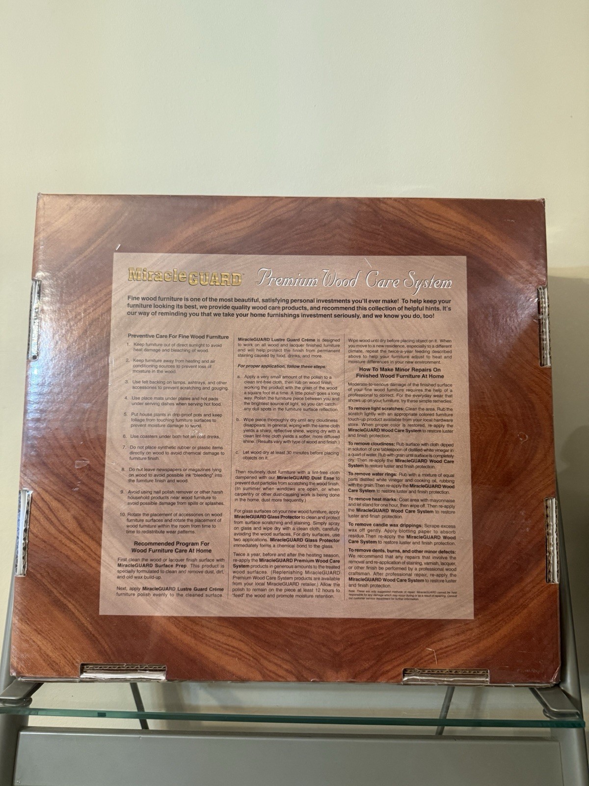 RHODES FURNITURE MIRACLE GUARD PREMIUM WOOD CARE SYSTEM KIT NEW SEALED BOX NEW .