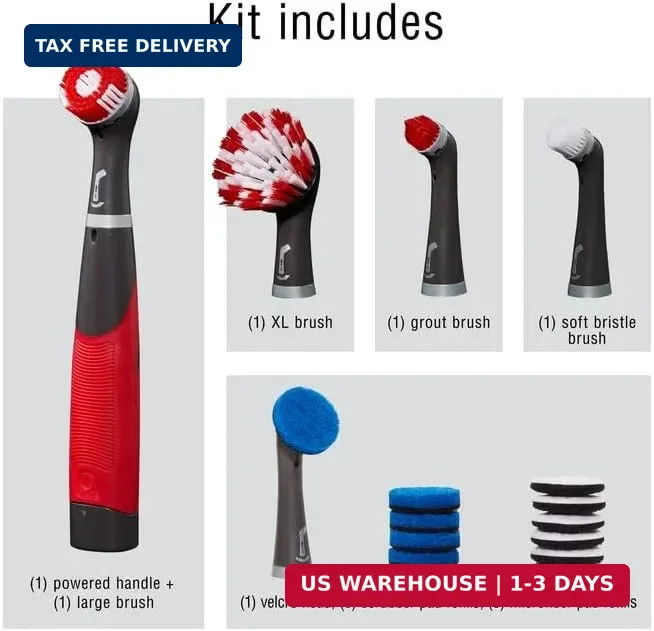 Rubbermaid Reveal Power Scrubber 18-Piece Kit, Cordless Electric Battery Powered