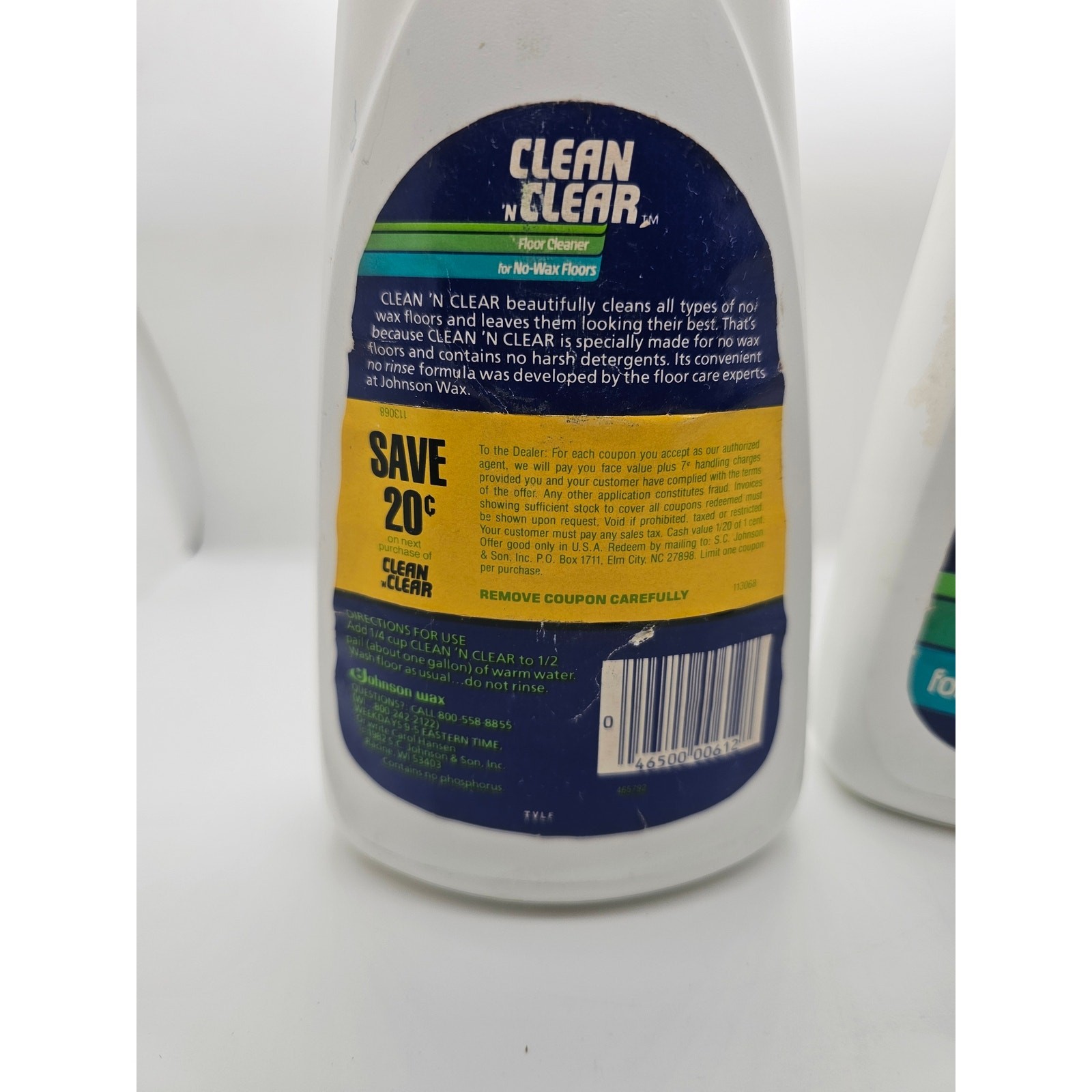 NEW Lot Of 2 Clean n Clear Cleaner for no-wax floors (1982) 28 Fl Oz