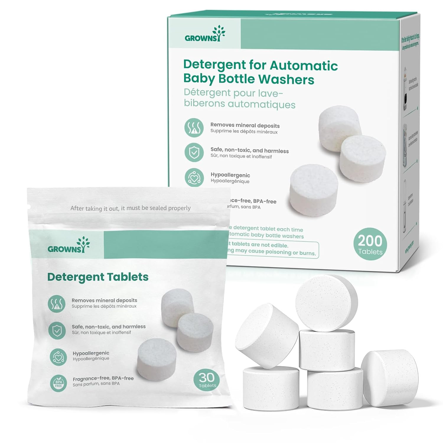 Bottle Washer Detergent Tablets, 130 Count, Deep Cleaning, Compatible with All B