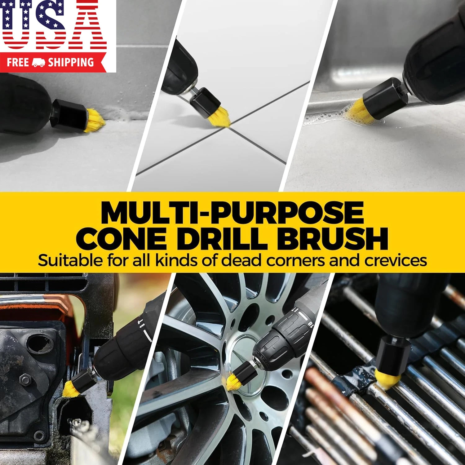 6Pack Drill Brush Power Scrubber Cleaning Brush Extended Long Attachment Set All