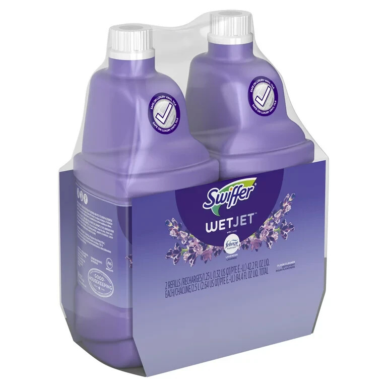 Swiffer WetJet Liquid Floor Cleaner,Lavender Vanilla&Comfort, 1.25 Liter 2pack