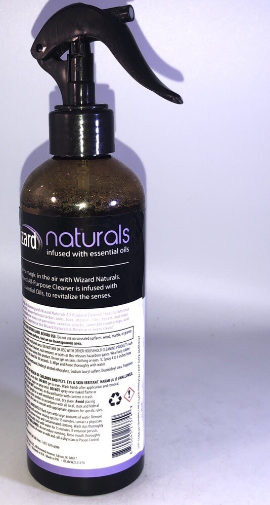 Wizard Naturals All-Purpose Spray Cleaner Soothing Lavender 13oz-Part Label Cut