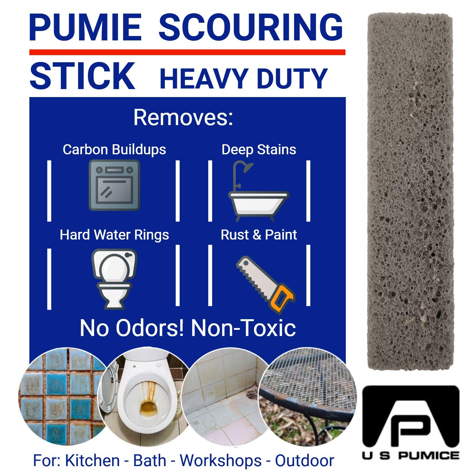 Pumie Scouring Sticks 4 Pack Powerful All Purpose Cleaning Tool for Tough Stains