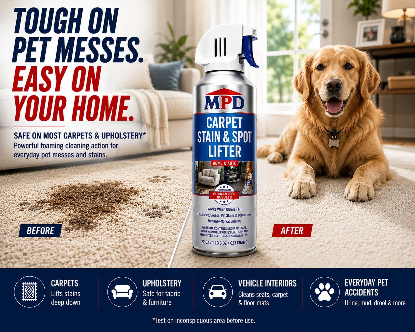 PRO Professional Carpet & Upholstery Stain Remover – Fast-Acting Spot Cleaner…