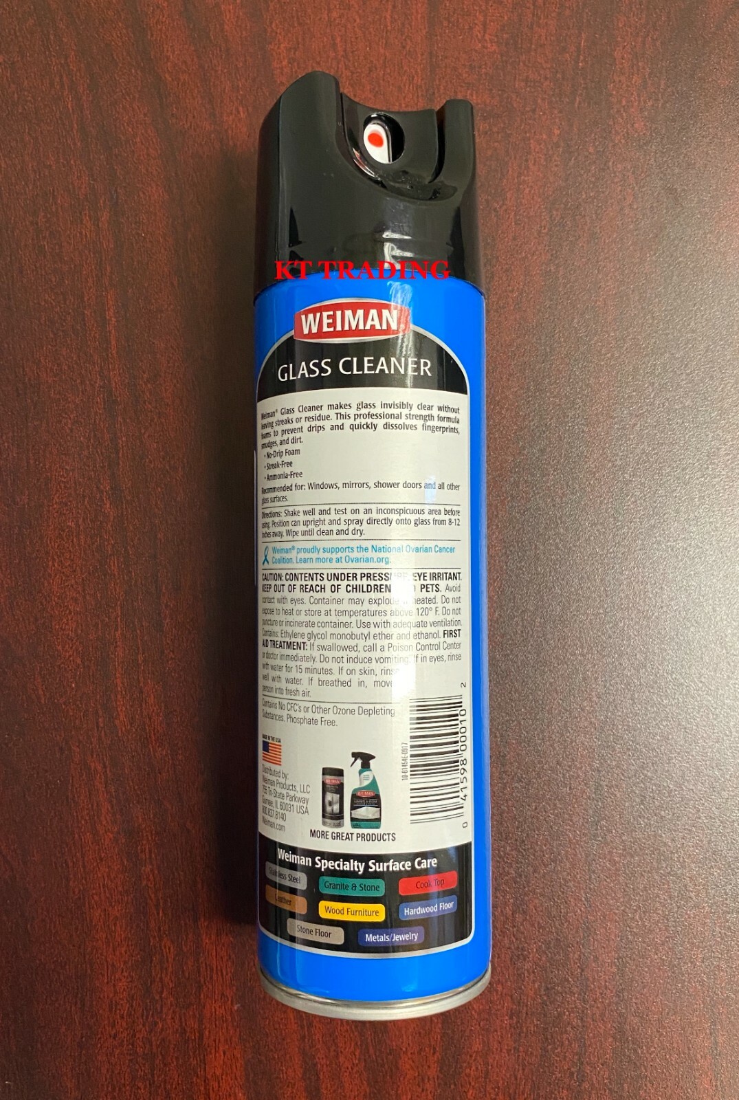 WEIMAN Glass Windows Mirrors Cleaner No-Drip Foam Streak-Free Shine 19oz Spray