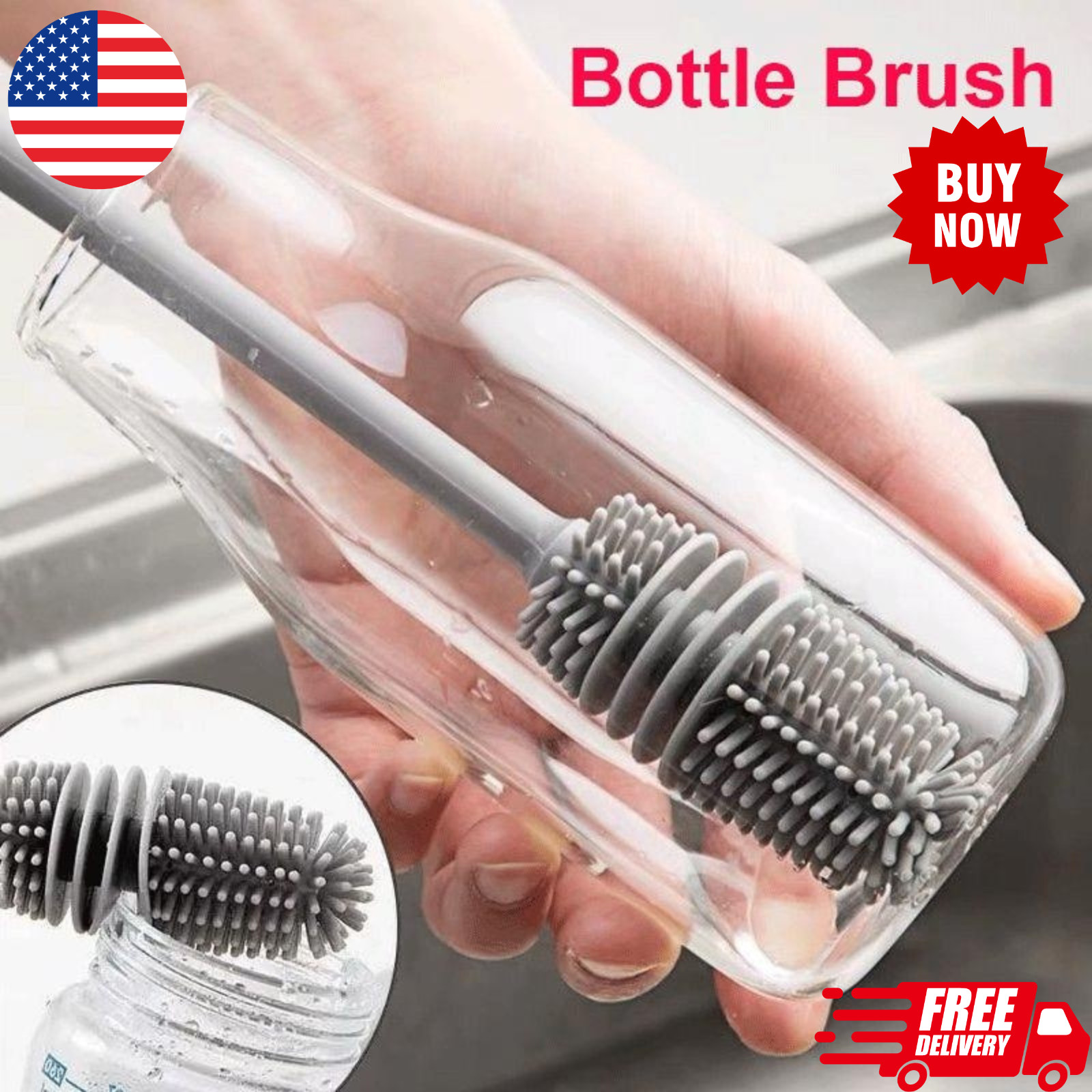 1Pcs Silicone Cleaning Tool Bottle Glass Cleaner Kitchen Brush Cup Scrubber